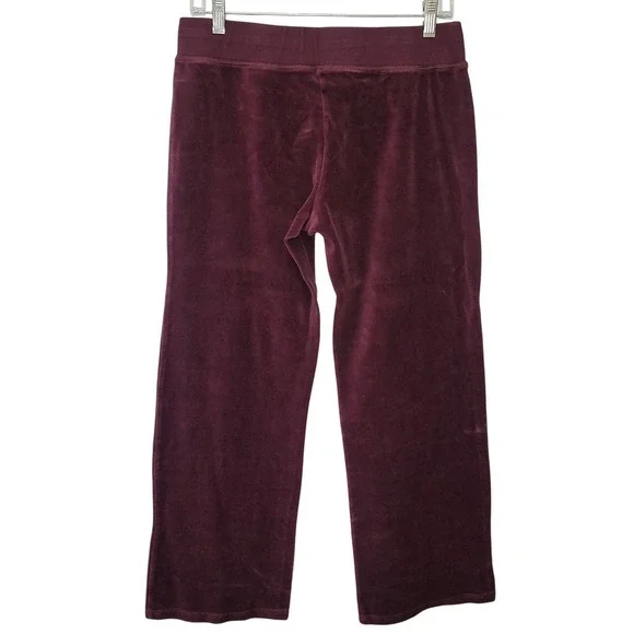 NY&C Velour Sweatsuit Sz M Burgundy Zip Hoodie Wide Leg Pants Set Y2K Athletic - Picture 5 of 14